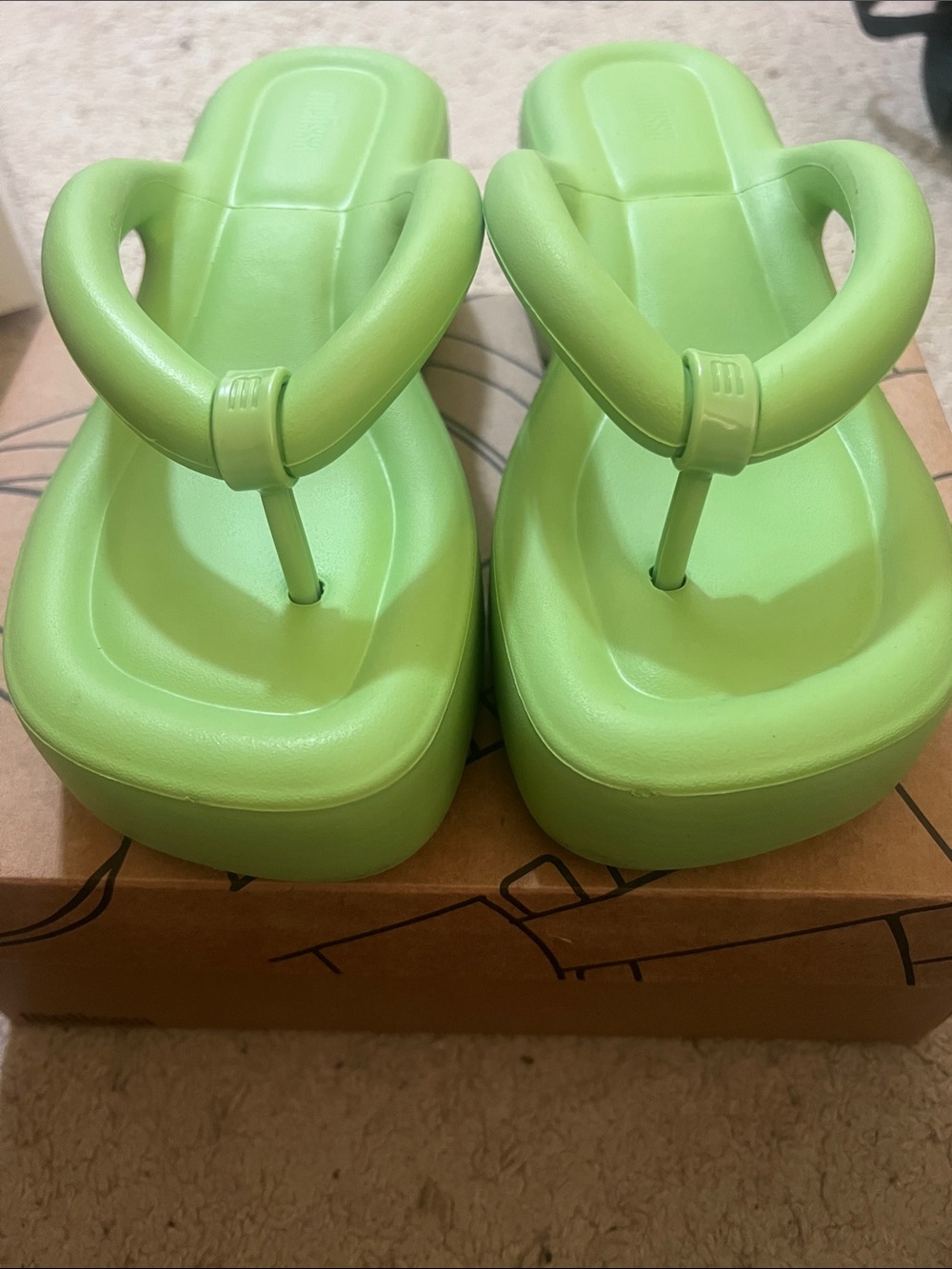 Melissa Free Platform Flip Flops - Lime Green - Picture 3 of 6